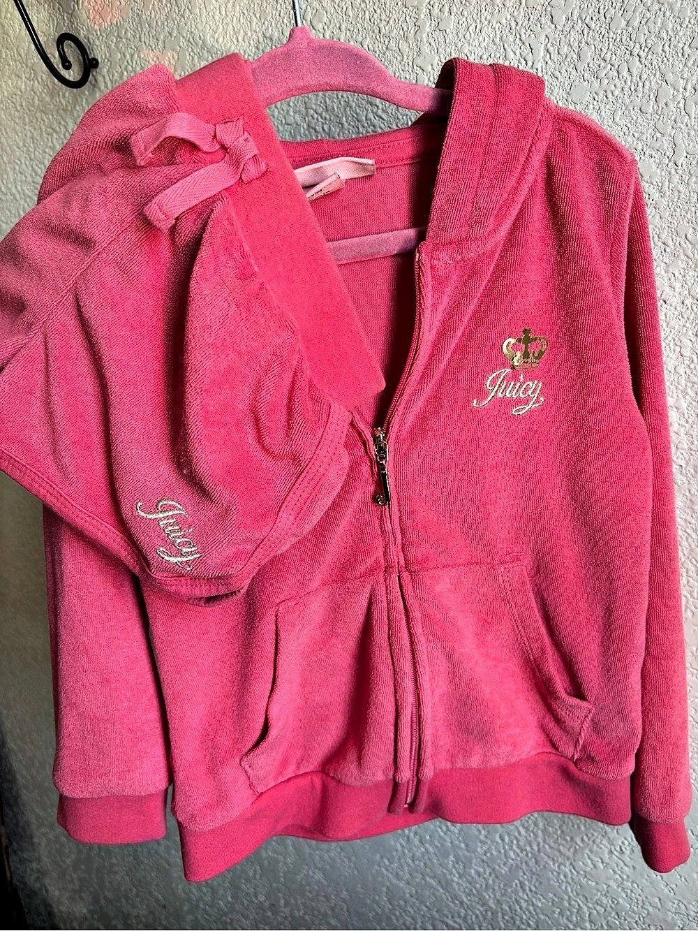 Juicy Couture Pink Velour Hoodie & Shorts Set